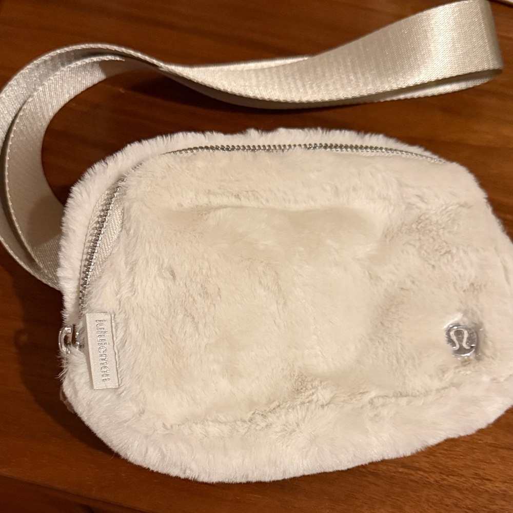 lululemon athletica Cream Faux Fur Crossbody Bag